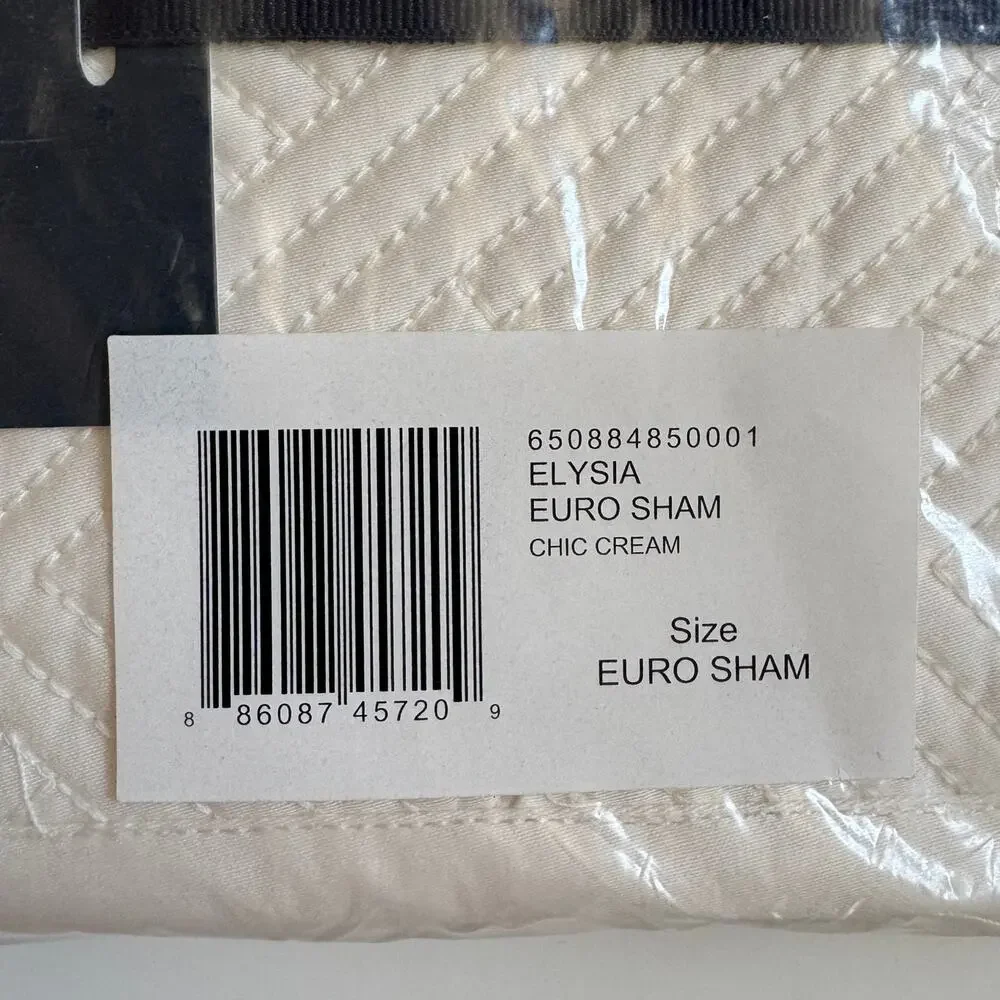 NWT Ralph Lauren Euro Pillow Sham Park Row Elysia Quilted Chic Cream Art Deco